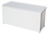 KMH XXL Auflagenbox Weiß - Weiße Garten Aufbewahrungsbox mit Deckel