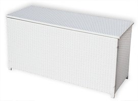 KMH XXL Auflagenbox Weiß - Weiße Garten Aufbewahrungsbox mit Deckel